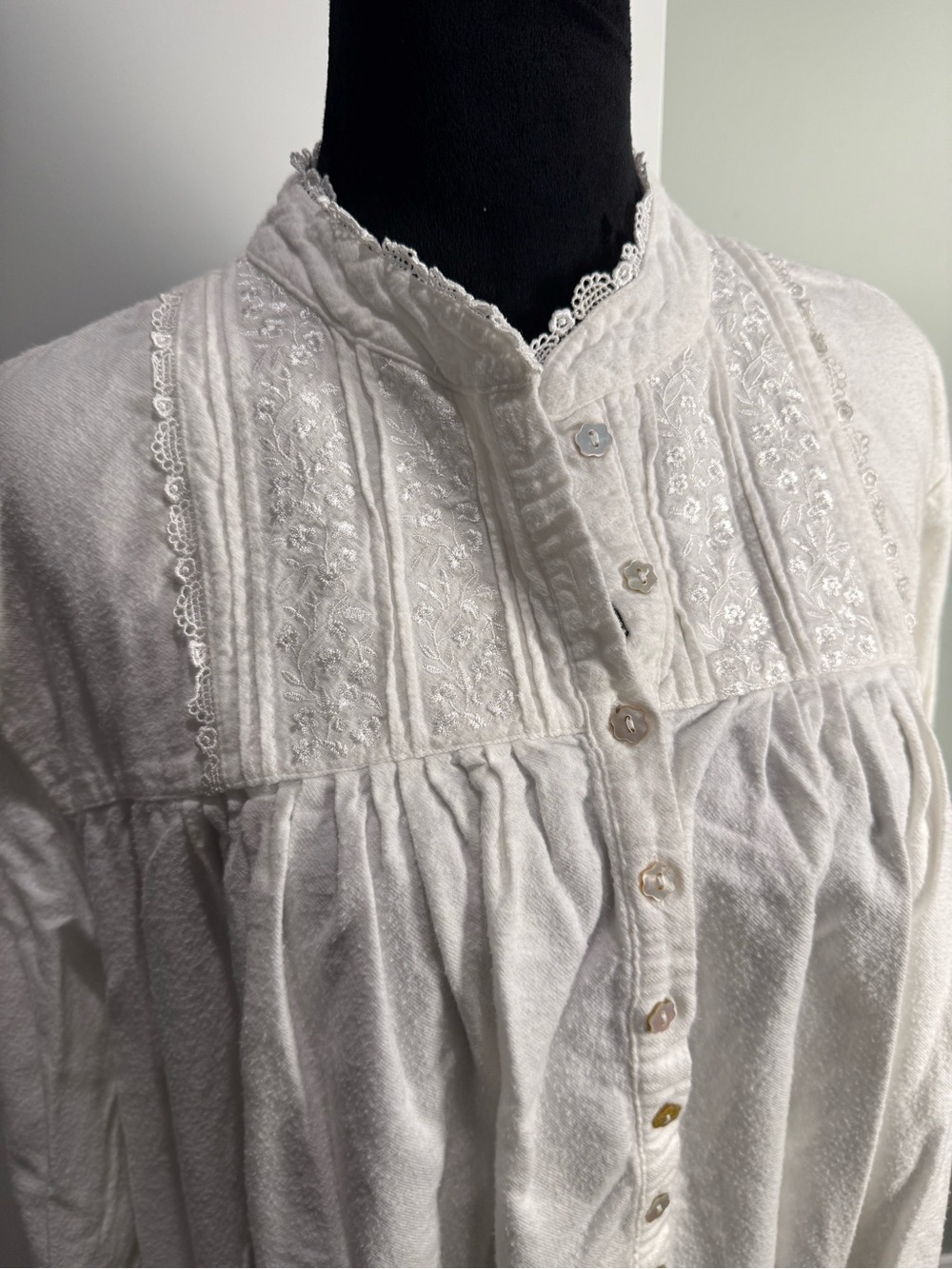Eileen West White HIGHNECK Long Ballet Nightgown XL cottage fairy croquet lace - Picture 2 of 9